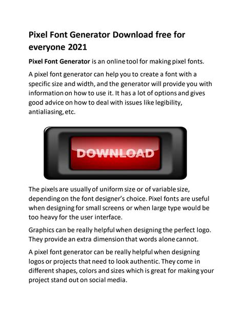 Pixel Font Generator Download Free For Everyone 2021 By Fontsjane Issuu