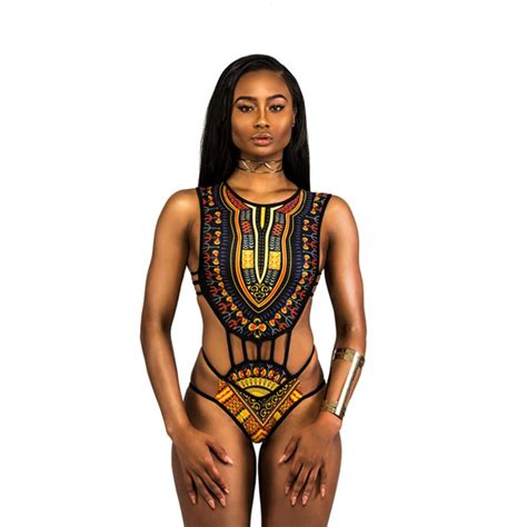 Sexy 3d Printed One Piece Women Swimsuit Africa Style Swimwear Strap
