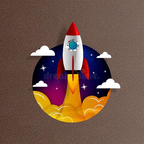 Startup Business Idea Concept Rocket Ship In A Flat Vector Stock