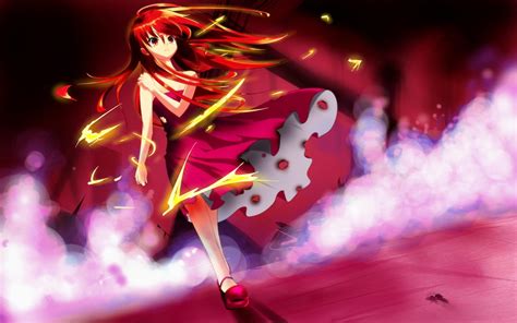 Red Haired Female Anime Character In Red Dress Hd Wallpaper Wallpaper