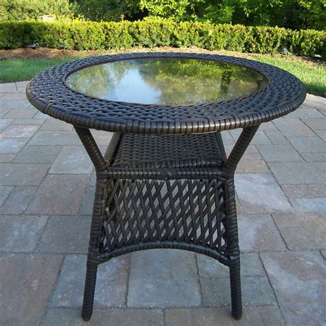 Product titlepemberly row outdoor wicker round glass top coffee t. Shop Oakland Living Elite Resin Wicker 25-in Glass-Top All ...