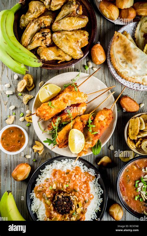 West African Food Concept Traditional Wset African Dishes Assortment