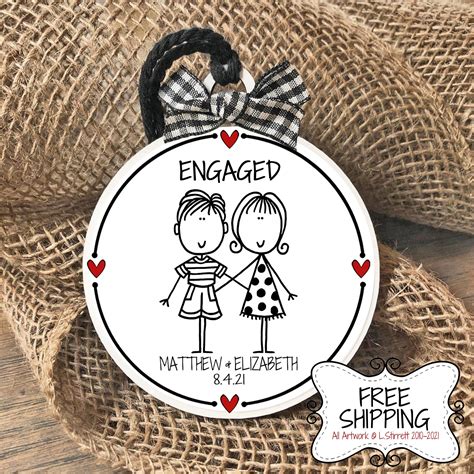 Engagement T Personalized Engagement Ornament Engaged Etsy
