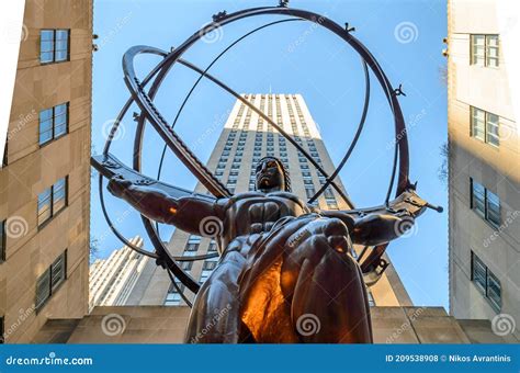 Statue Of Ancient Greek Titan Atlas Holding Up The Celestial Heavens On