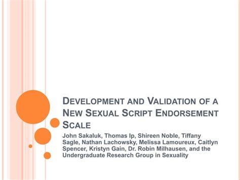 Development And Validation Of A New Sexual Script Endorsement Scale