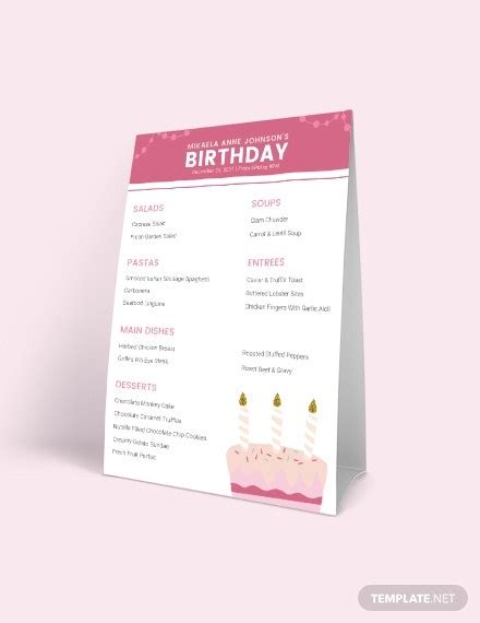 11 Table Tent Menu Templates Psd Ms Word Publisher