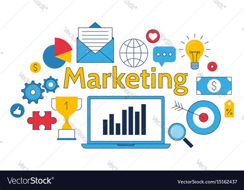 Marketing Symbols Digital Media Line Business Vector Image