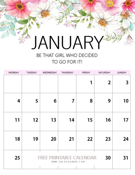 Your Free Printable January Calendars Are Here