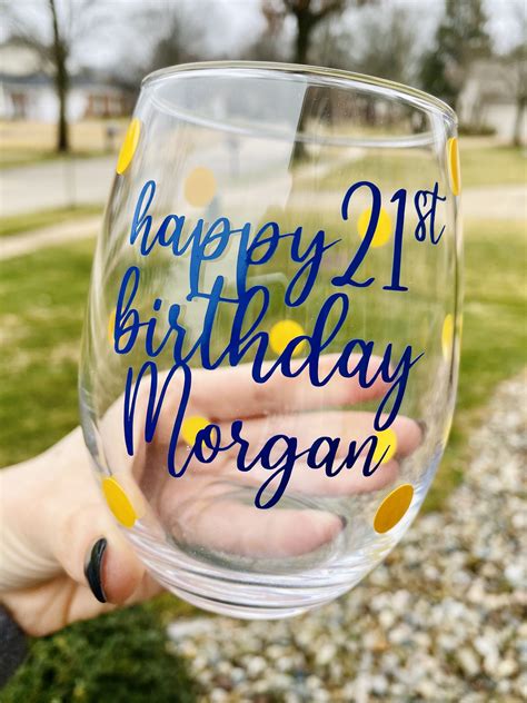 Birthday Wine Glass 21st Birthday T For Her Custom 21 Etsy In 2021 Birthday Wine Glass