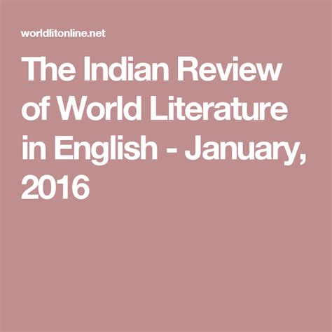 A literature review is a survey of scholarly sources that provides an overview of a particular topic. The Indian Review of World Literature in English - January ...