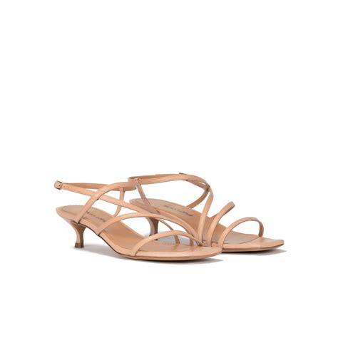 Mid Heel Sandal In Nude Leather With Strappy Design PURA LOPEZ