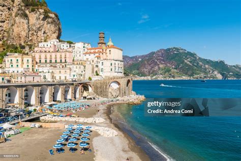 View Of Atrani Village Atrani Amalfi Coast Salerno Campania Italy High
