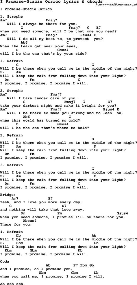 Love Song Lyrics Fori Promise Stacie Orrico With Chords