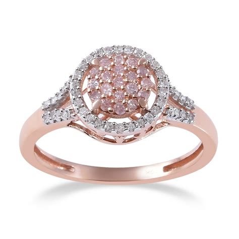 Shop Lc 10k Rose Gold Rhodium Plated Round Pink Diamond Cluster Ring