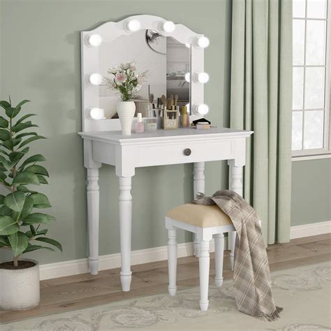 1 out of 5 stars with 1 ratings. White Vanity Table Set with LED Vanity Mirror, Makeup ...