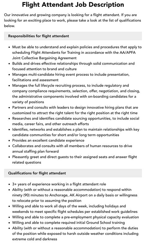 Flight Attendant Job Description Velvet Jobs