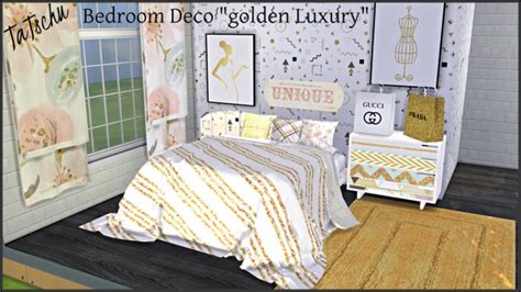 Golden Luxury Bedroom Deco At Tatschu S Sims4 Cc Sims 4 Updates