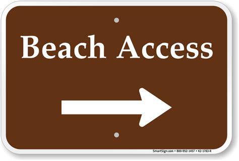 Beach Access Right Arrow Sign Sku K2 1783 R