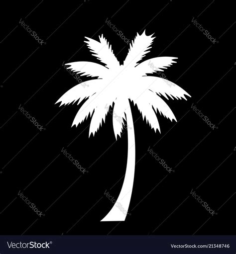 White Silhouette Of Palm Tree Icon Isolated Vector Image