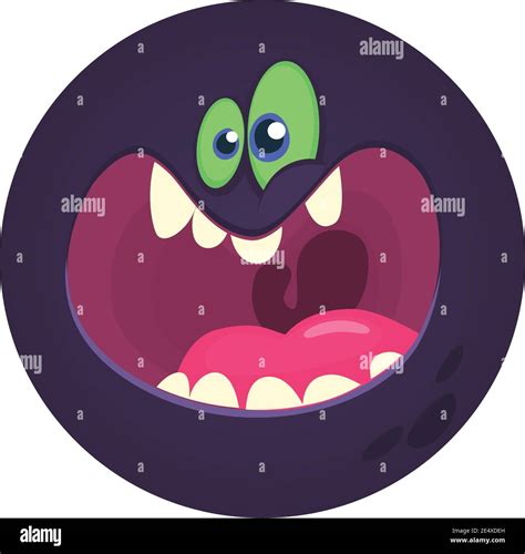 Angry Cartoon Monster Face Screaming Vector Halloween Monster Round Avatar Stock Vector Image