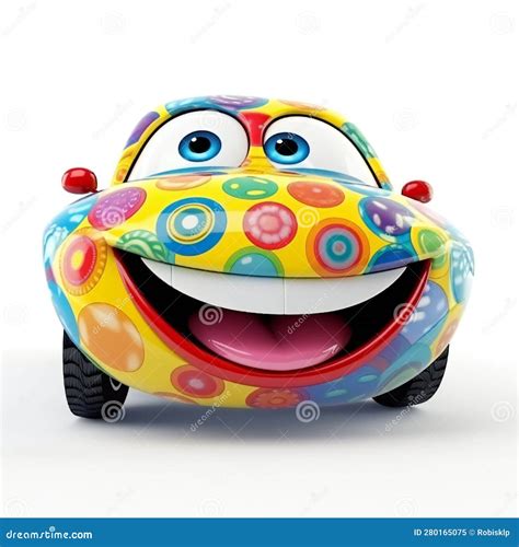 Funny Face Car Cartoon Mascot With Smile Stock Illustration
