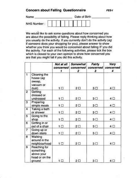 Falls Efficacy Scale Questionnaire