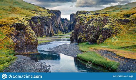 Amazing Summer View Of Fjadrargljufur Canyon And River Marvelous