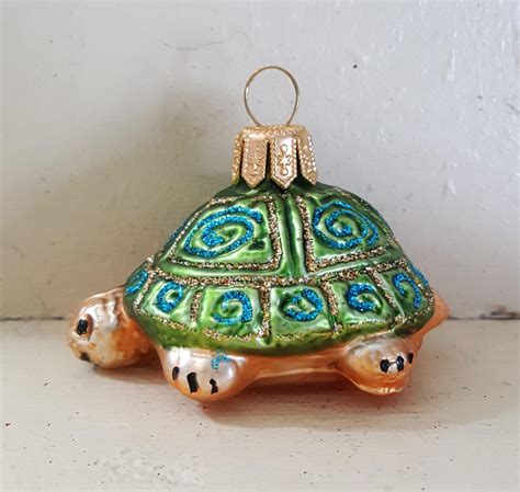 Blown Glass Tortoise Glass Christmas Ornament Made In Poland Etsy