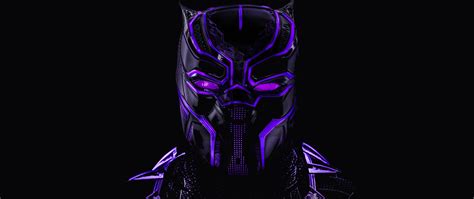 Download 2560x1080 Wallpaper Black Panther Superhero Dark Glowing