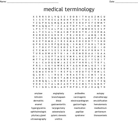 Medical Terminology Word Search Printable Word Search Printable