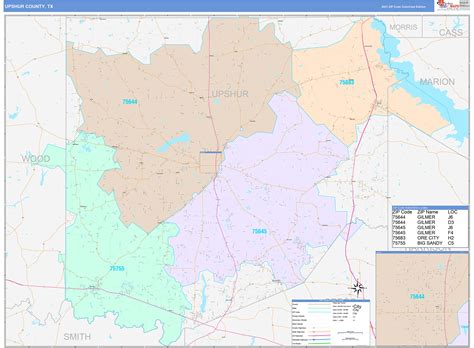 Upshur County Tx Wall Map Color Cast Style By Marketmaps