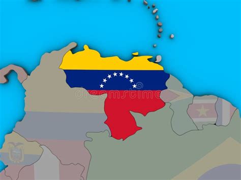 Venezuela With Flag On 3d Map Stock Illustration Illustration Of