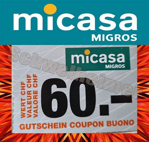 60 Franken Rabatt Bei Micasa Gutschein Migros Kaufen Auf Ricardo