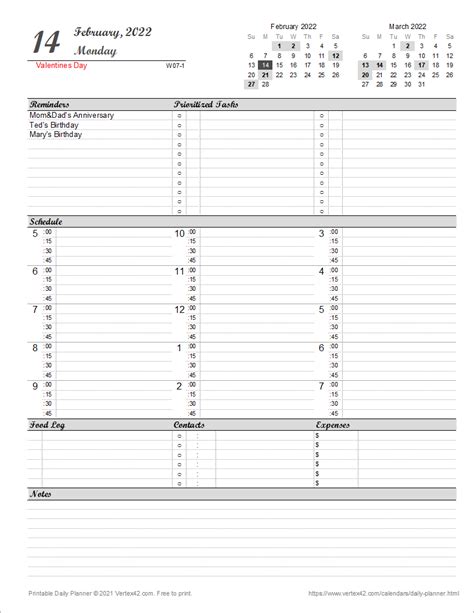 Daily Planner Template Free Printable Daily Planner For Excel Linkis Com