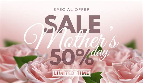 Special Offer Mother S Day Sale Banner With Realistic Rose Flowers And