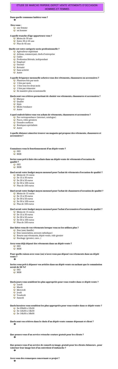 Exemple De Questionnaire D Etude De Marche - vrogue.co