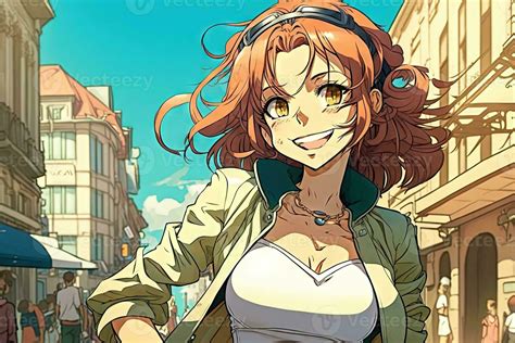 Beautiful Anime Manga Girl In San Francisco California Illustration