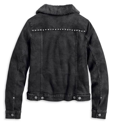harley davidson® women s sherpa fleece lined denim jacket black 97410 20vw fleece lined denim
