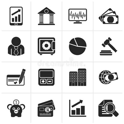 Black Business Finance And Bank Icons Stock Vector Illustration Of