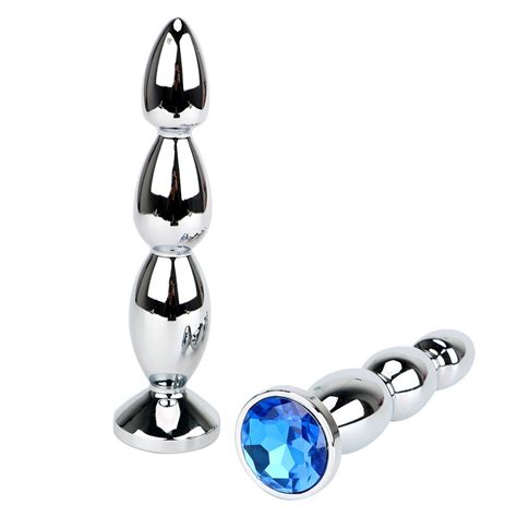ikoky jewel anal plug stainless steel metal anal beads long butt plug sex toys for women men