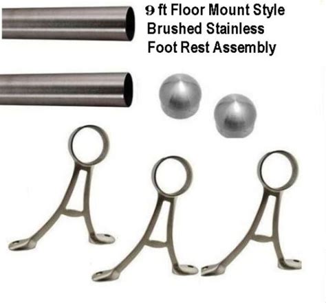 Brushed Stainless Steel Bar Foot Rail Kit Floor Mount Style Foot Rest 9