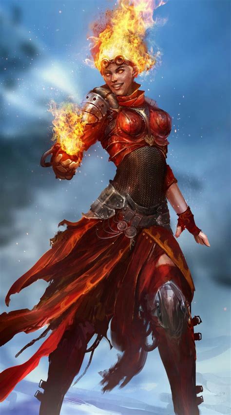 Female Ifrit Magus Pathfinder Pfrpg Dnd Dandd D20 Fantasy Rpg Character