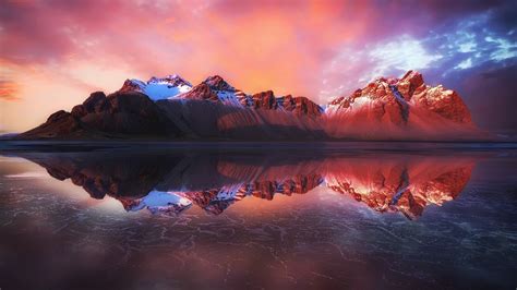 X Reflection Of Mountains In Water Laptop Full Hd P Hd K Wallpapers Images