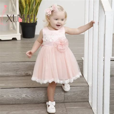 Knee Length Cute Lace Flower Girl Dresses 2019 Pink Baby Girls Dresses