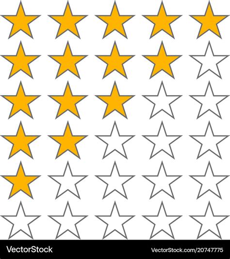 Row Five Stars Rate 5 Star Rating Icons Royalty Free Vector