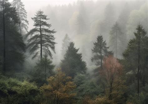 Premium Ai Image Foggy Forest