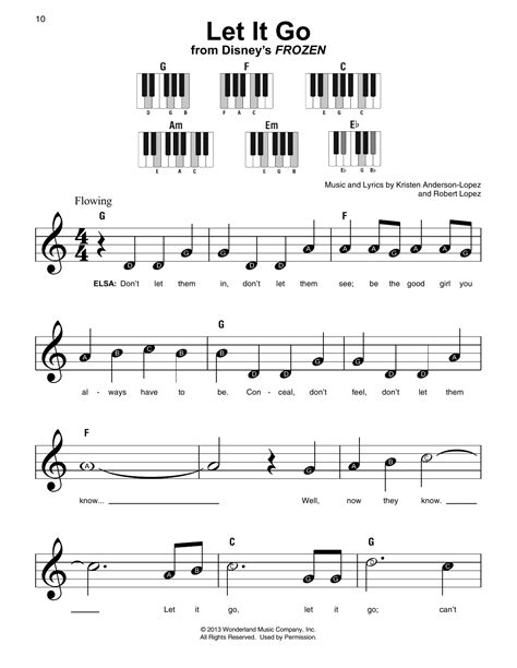 You can either print the sheet music from our website, or from interactive piano sheet music. Let It Go (from Frozen) Sheet Music | Idina Menzel | Super Easy Piano