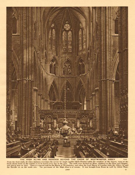 The High Altar And Reredos Beyond The Choir Of Westminster Abbey 1926 Print