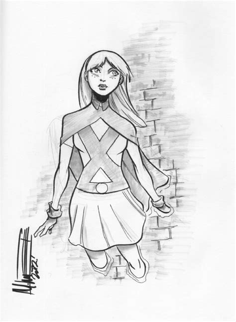 Miss Martian Mike Norton In Bill Laits Sketchbook 1 Comic Art