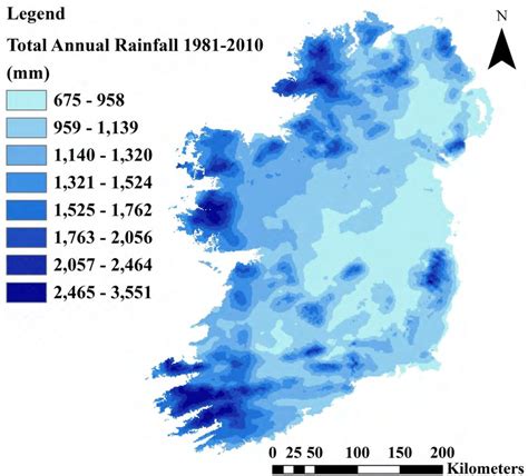 12 Average Annual Rainfall Mm Over Ireland For The Period 1981 2010 Download Scientific